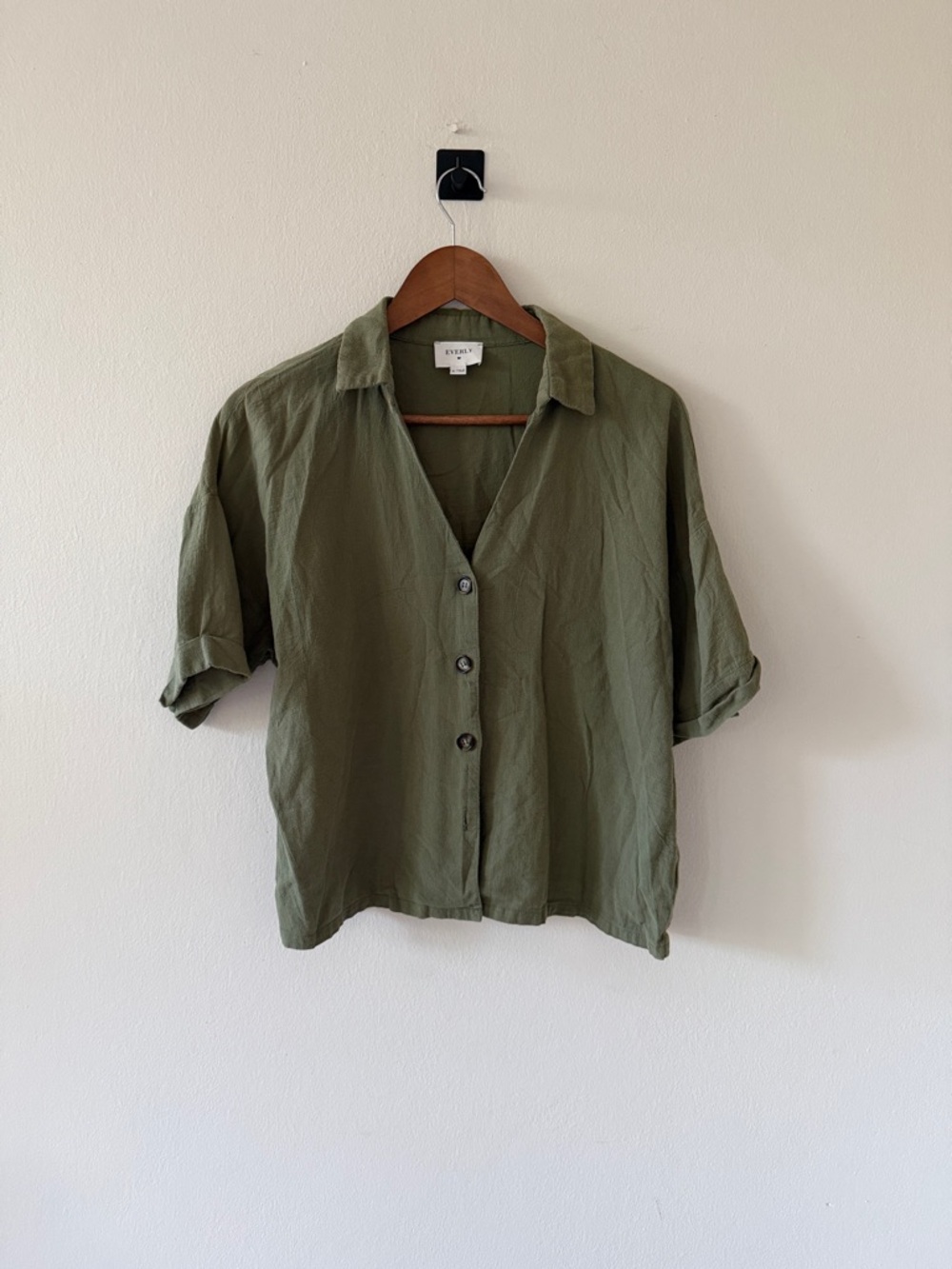 Olive Green Button Front Shirt
